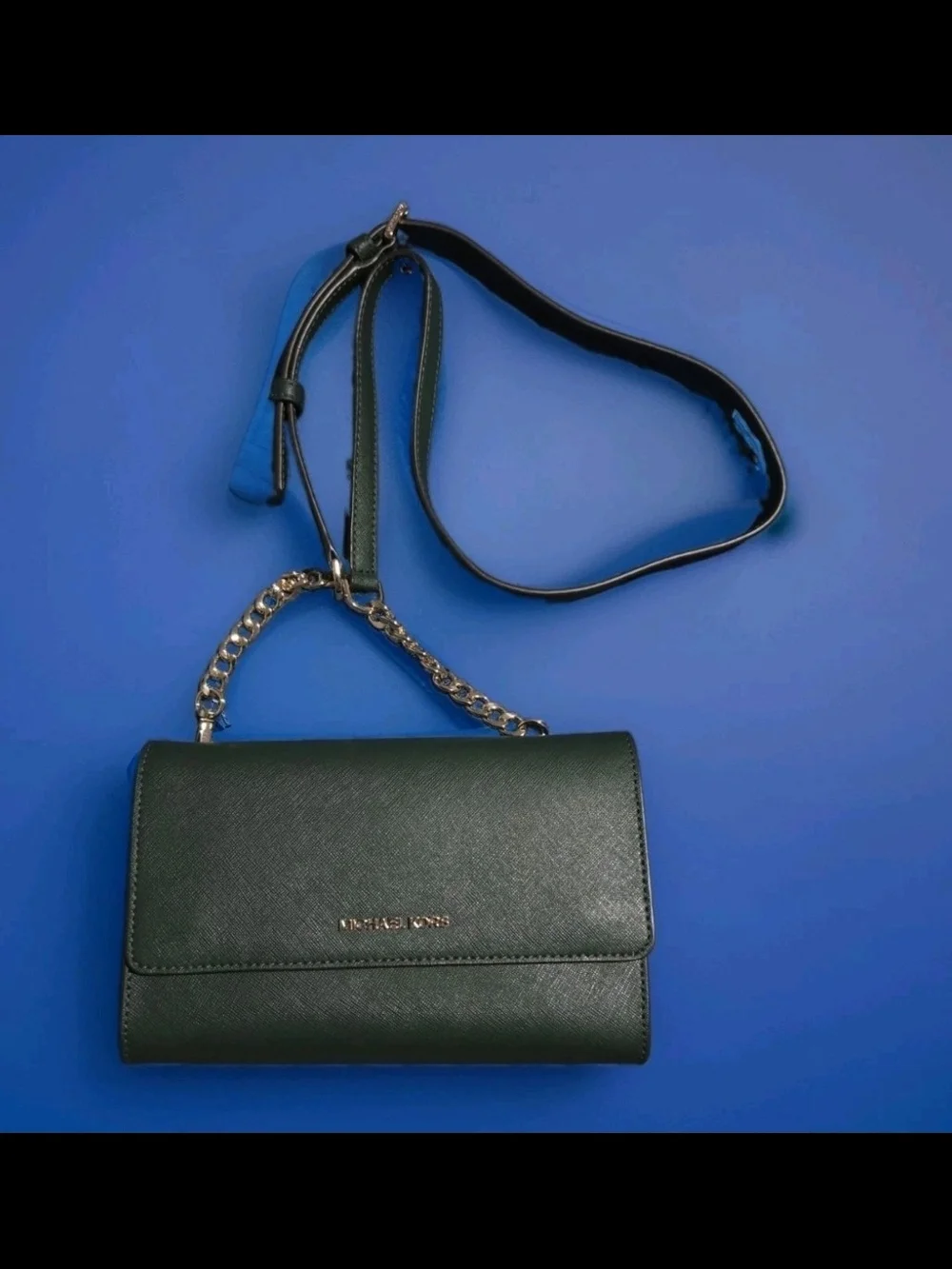 Michael Kors JetSet 3-in-1 crossbody handbag forest green with goldtone hardware